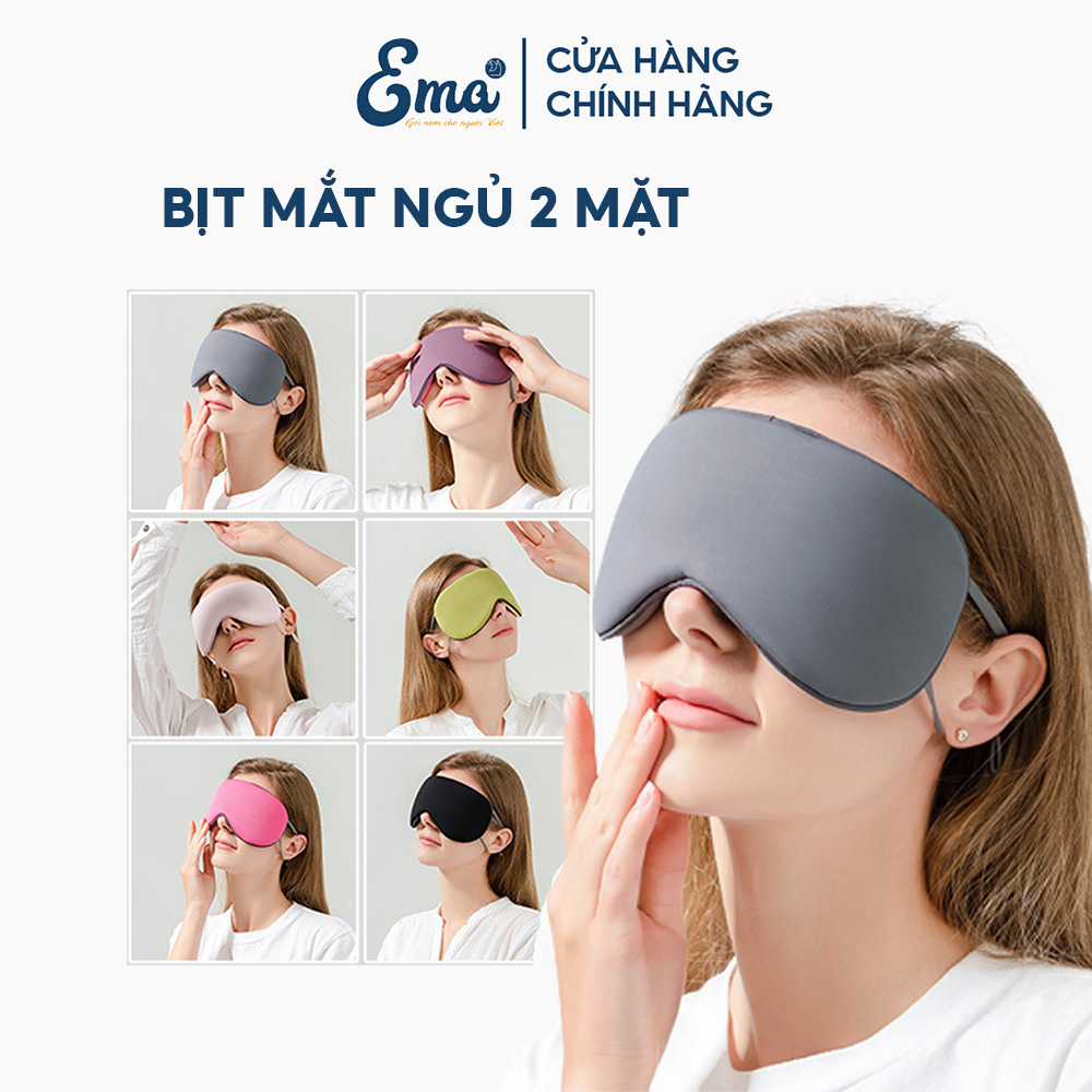 Bịt mắt ngủ Ema mềm mại 2 mặt nóng lạnh quai điều chỉnh thông minh che sáng tốt