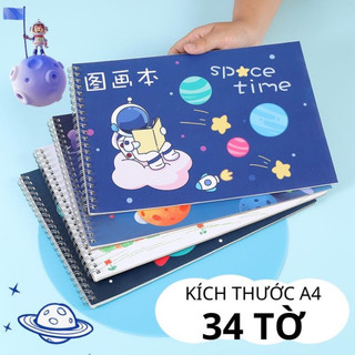 Sổ vẽ lò xo a4 cute - 34 tờ / quyển - sổ vẽ màu nước sketch book cho bé học tập - miyabi store