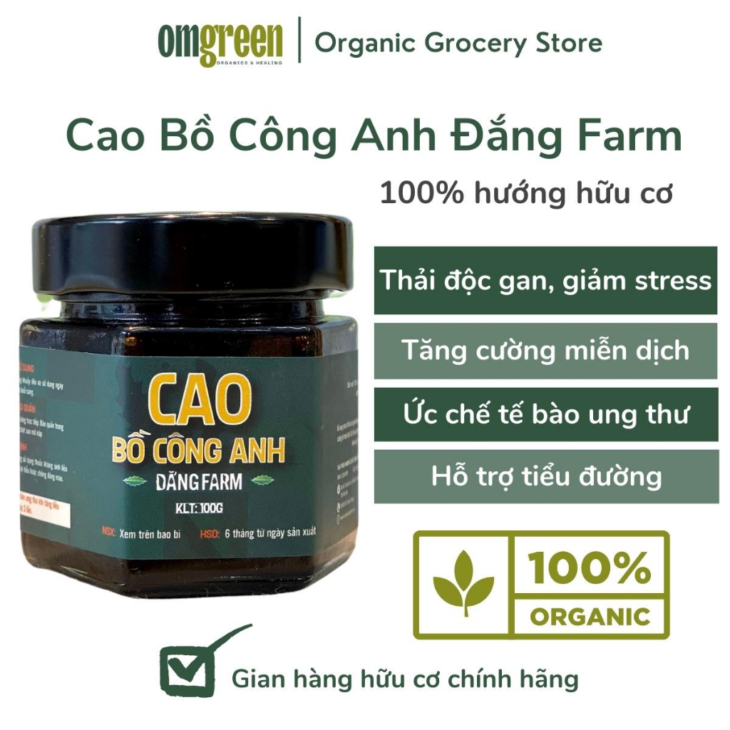 Cao bồ công anh hữu cơ Đắng Farm không tạp chất, giải độc gan, bổ sung khoáng chất và vitamin - Loại 100gr