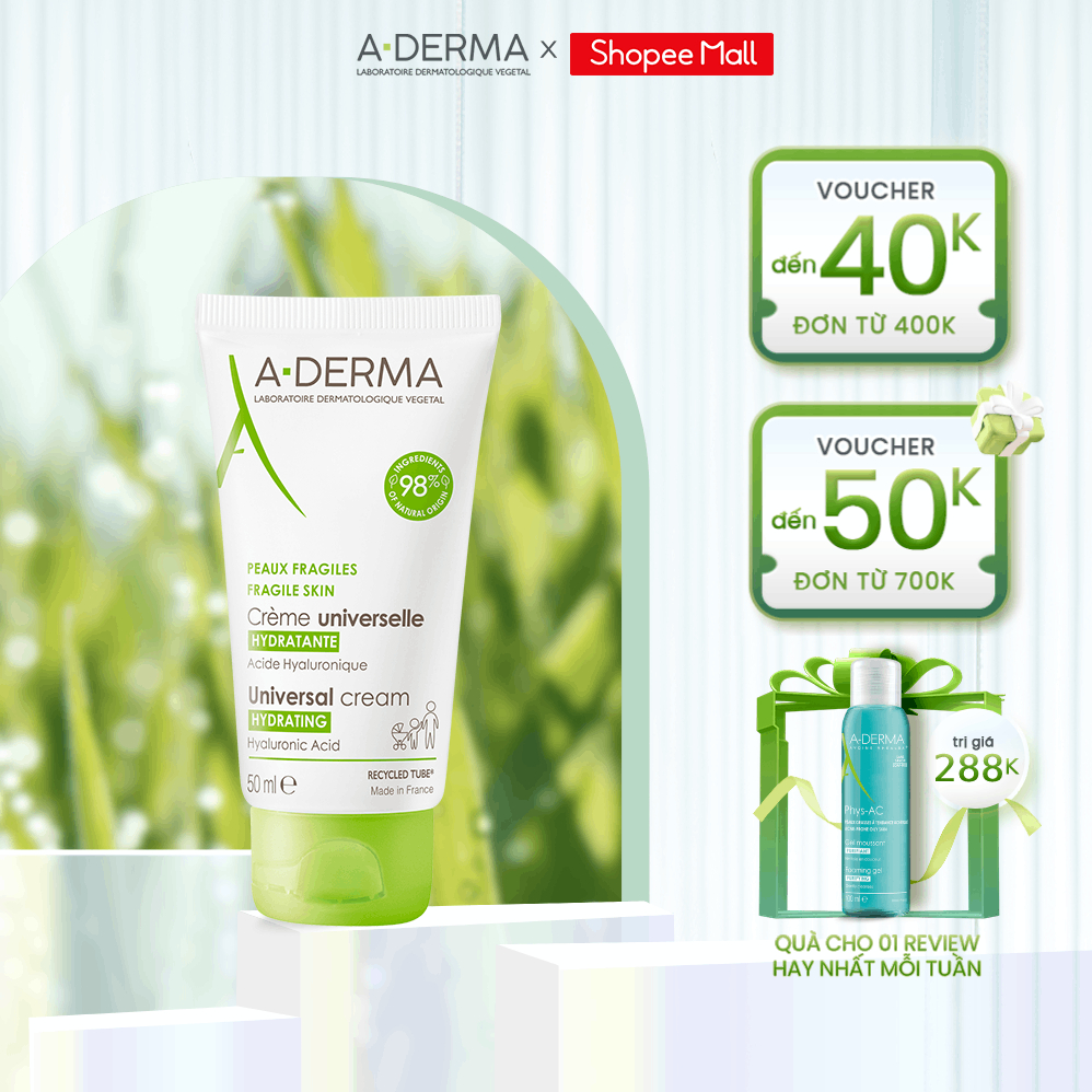 Kem dưỡng ẩm hàng ngày cho da mỏng manh A-DERMA UNIVERSAL CREAM HYDRATING 50ml
