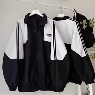Áo khoác dù 2 lớp tay phối sọc form rộng phối màu, áo khoác gió unisex nam nữ