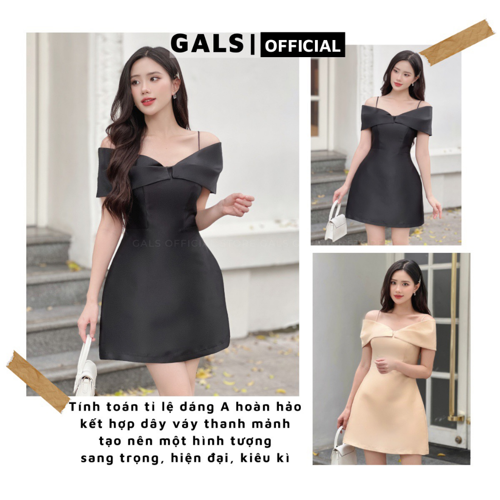 Váy nữ thiết kế Cellina Dress ôm vai tôn dáng dự tiệc sang trọng - Đen
