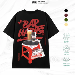 Áo Thun Nam Nữ Cotton Lạnh Unisex Local Brand HALEY BADHABITS TN11, Áo Phông Form Rộng Tay Lỡ Basic Dày Dặn Oversize