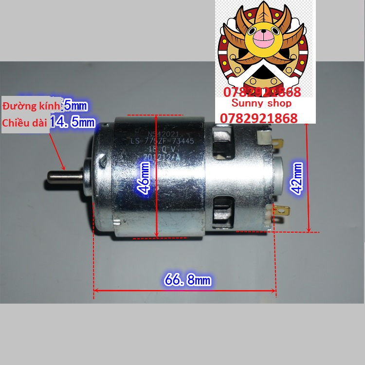 Motor 775 LS-775ZF 12V-18V trục tròn 17000RPM thay khoan pin