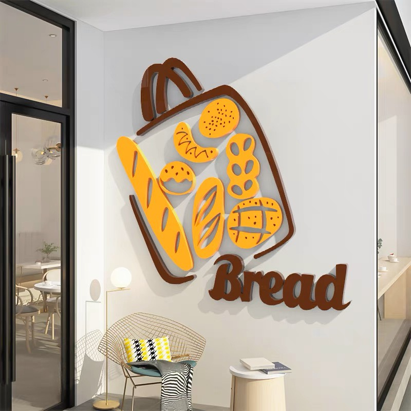 Tranh dán tường mica dán nổi hello milk tea trang trí quán cafe, trà sữa, ăn vặt, quán ăn nhanh