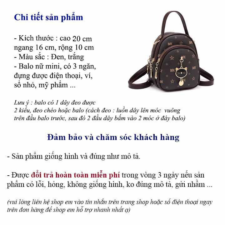 Balo nữ thời trang balo mini phụ kiện mèo treo xinh xắn dễ thương