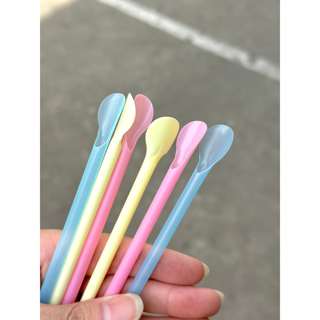 HÀNG NHẬT - Set 40 ống hút 21cm có đầu khuấy an toàn, có thêm 1 đầu muỗng, dùng múc đồ ăn