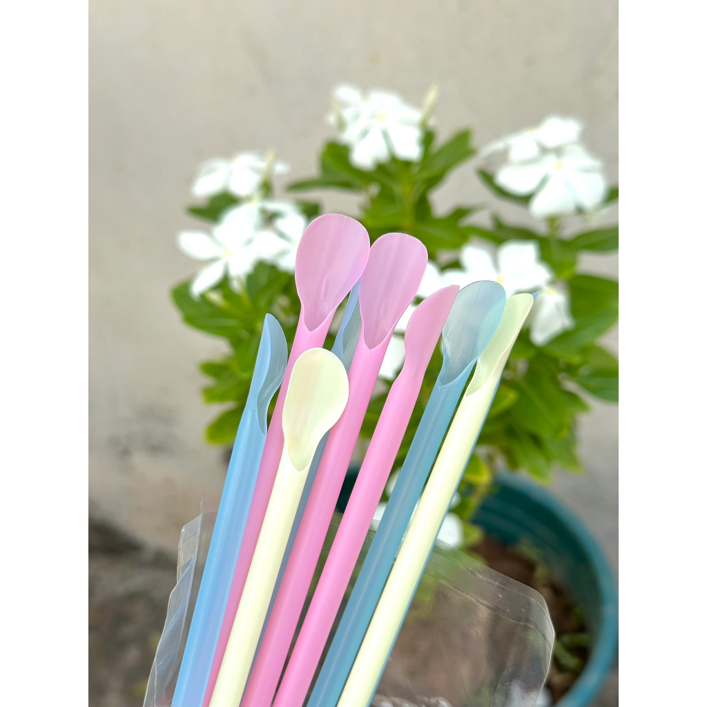 HÀNG NHẬT - Set 40 ống hút 21cm có đầu khuấy an toàn, có thêm 1 đầu muỗng, dùng múc đồ ăn