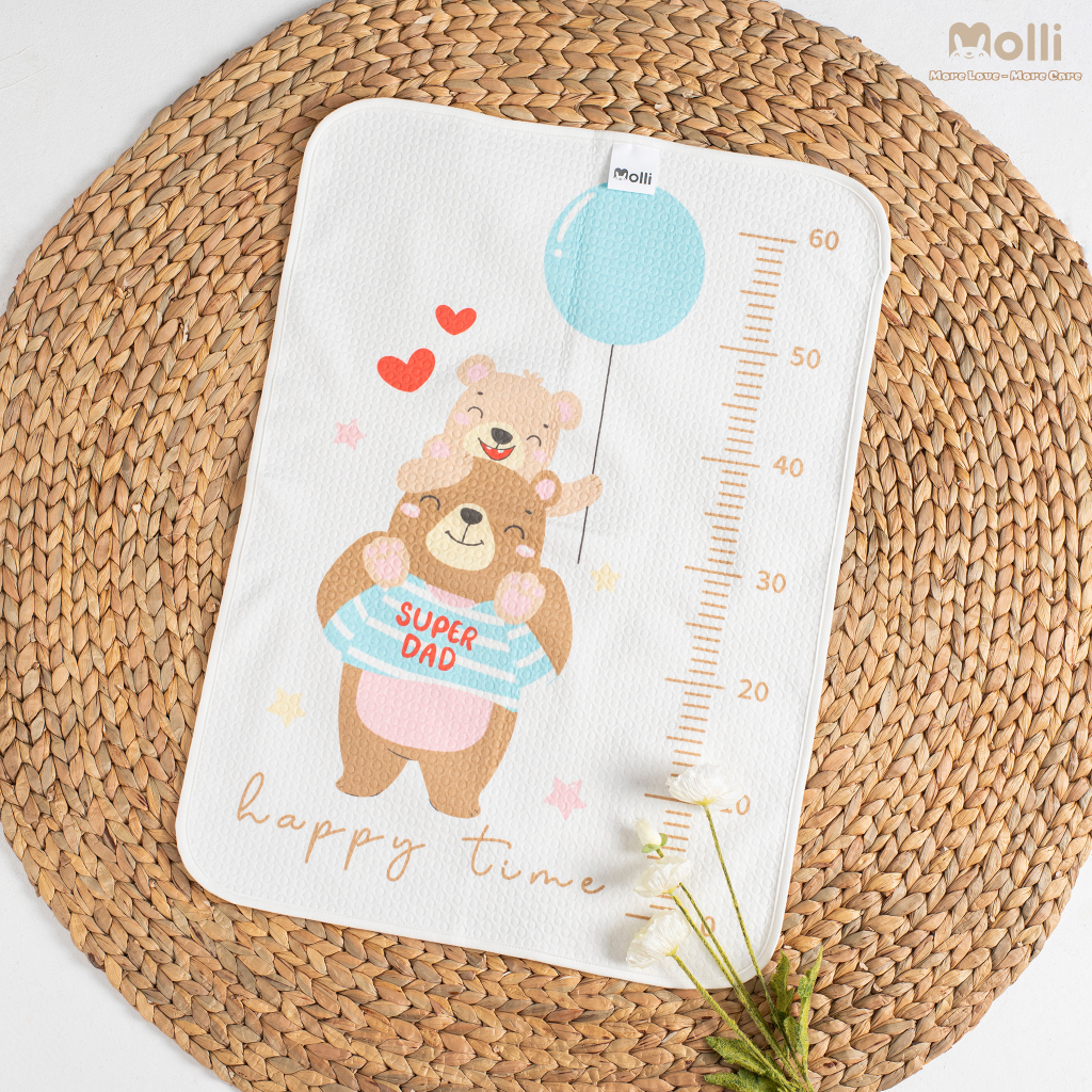 Tấm Lót Chống Thấm 4D Molli Cho Bé Sơ Sinh - Tấm Lót Chống Thấm Phong Cách Hàn Cho Bé