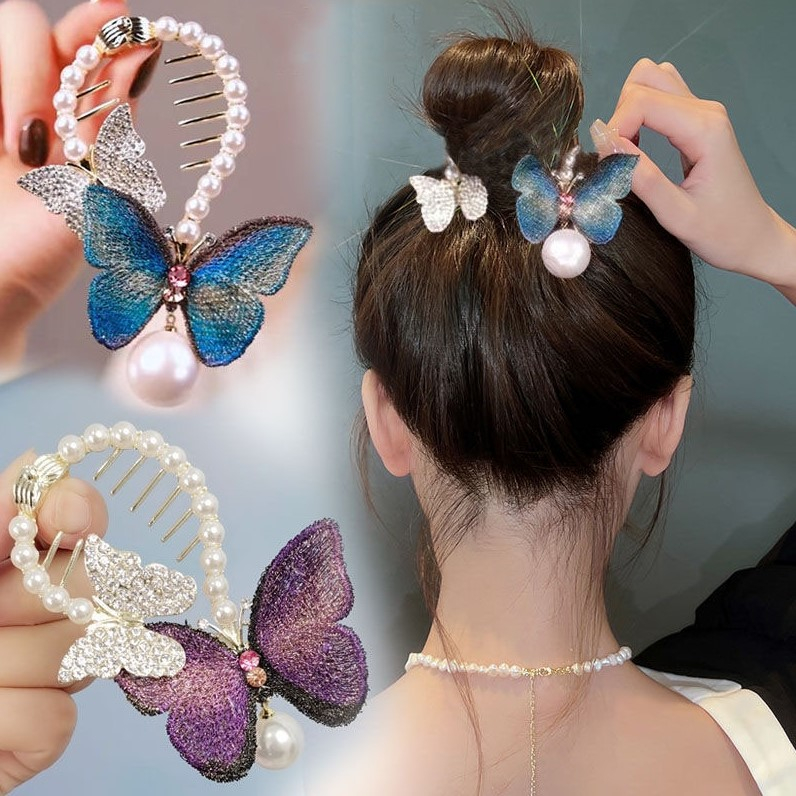 Kẹp tóc đuôi ngựa hình hoa nhiều mẫu đính đá sang trọng, thanh lịch dành cho nữ PK142