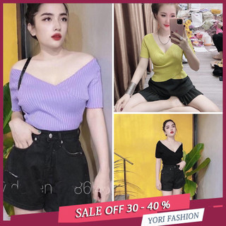 Áo thun gân cổ đắp chéo A88