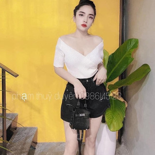 Áo thun gân cổ đắp chéo A88