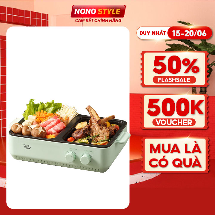 Nồi lẩu nướng điện đa năng 2 trong 1 Lotor DKL-M15A1, Nồi 1.4 lít, khay nướng lớn chống dính - BẢO HÀNH 12 THÁNG