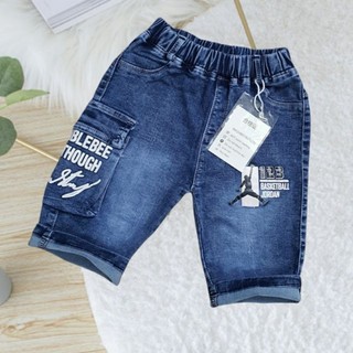 Quần jeans ngố bé trai, quần bò ngố túi hộp vải mềm co giãn 14-20kg