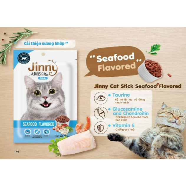 Thức ăn bổ sung cho mèo - Jinny Stick Seafood Flavored