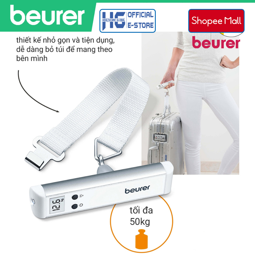 Cân Hành Lý, Cân Đi Chợ Điện Tử Cầm Tay Beuer LS10 | Tải Trọng 50Kg,Nhỏ Gọn, Tích Hợp Đèn Pin Tiện Dụng