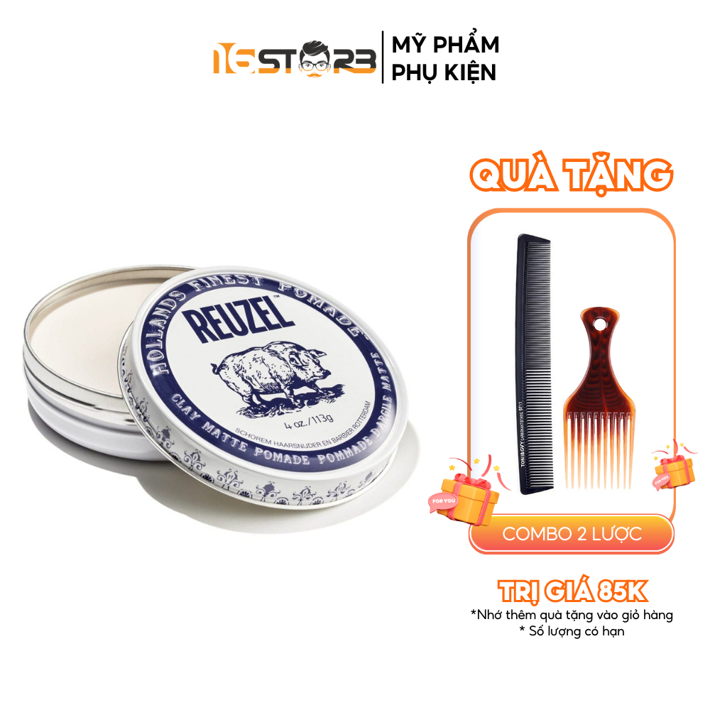 Sáp Vuốt Tóc Nam Reuzel Clay Matte Pomade 35/113g