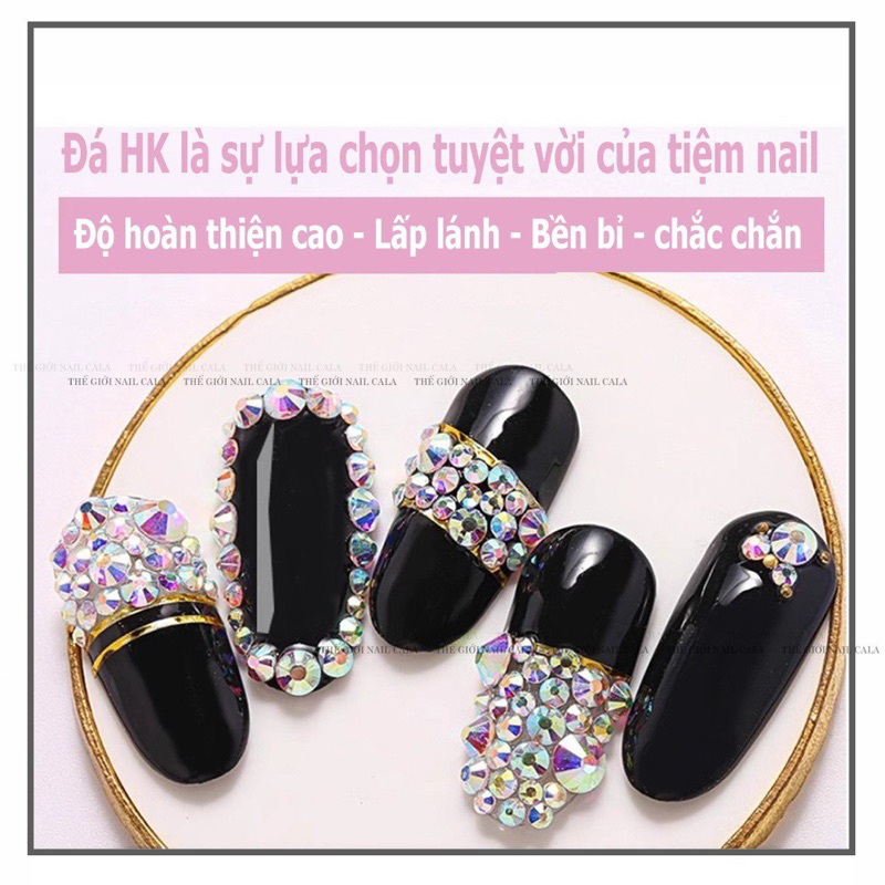 Đá hk trắng 7 màu - Đá trắng lẻ size , đá 7 màu lẻ số , Đá trắng size nhỏ gói 1440 viên