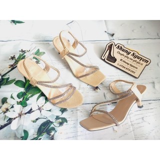 Sandals gót dây đá