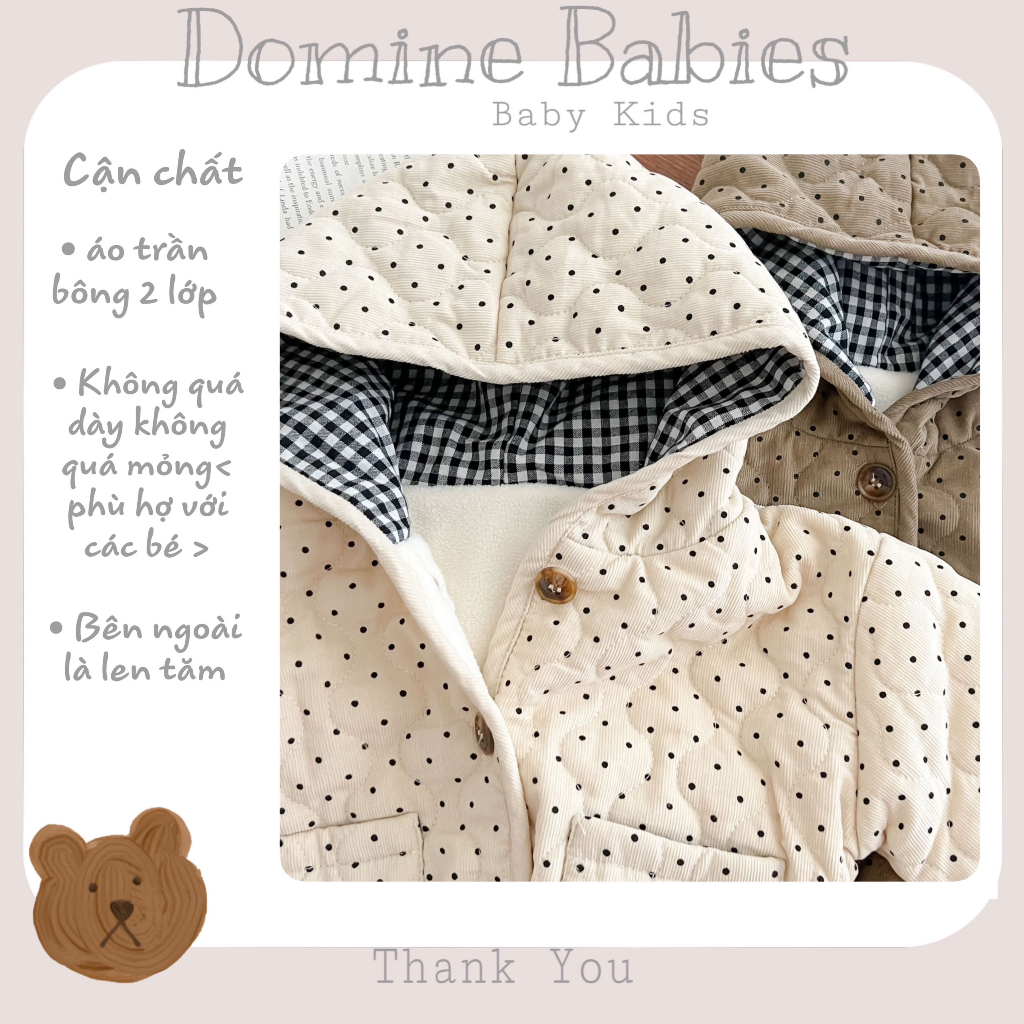 ÁO Khoác trần bông siêu dày , siêu ấm mùa đông cho em bé trai và em bé gái mẫu mới