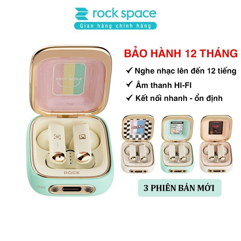 Tai nghe Bluetooth nhét tai không dây TWS Rockspace Retro Style nghe nhạc lên đến 24h Hàng chính hãng có bảo hành