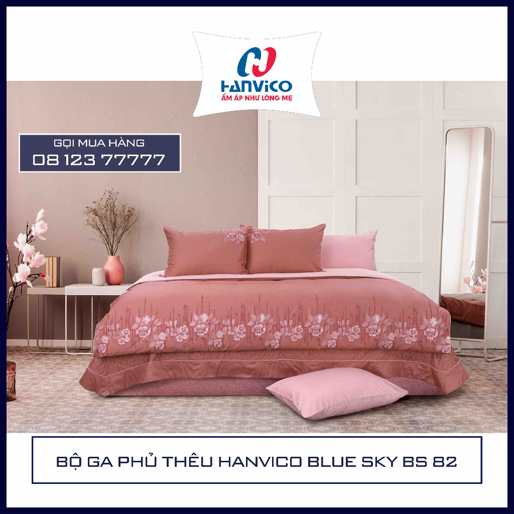XẢ HÀNG THANH LÝ - SP TRƯNG BÀY - BỘ GA PHỦ THÊU HANVICO BLUE SKY BS82 - HÀNG CHÍNH HÃNG