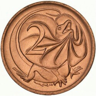 Xu 2 cent rồng đất komodo của úc 1984 mới 100%
