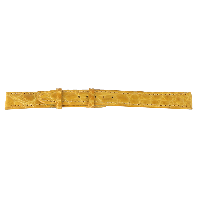 Dây đồng hồ Huy Hoàng da cá sấu size 12, 14 màu vàng nghệ HH8257