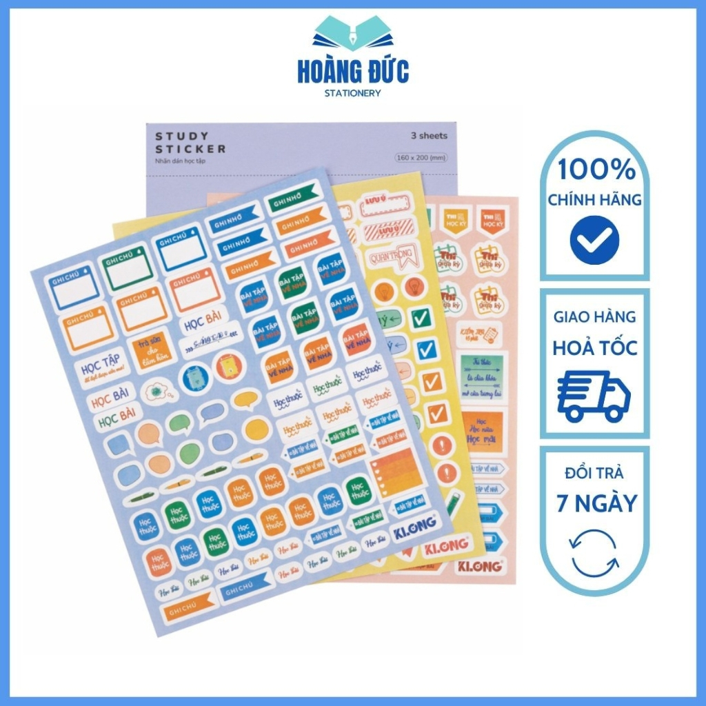 Sticker học tập - Bộ thẻ Study Sticker; MS: 720 - Hoàng Đức