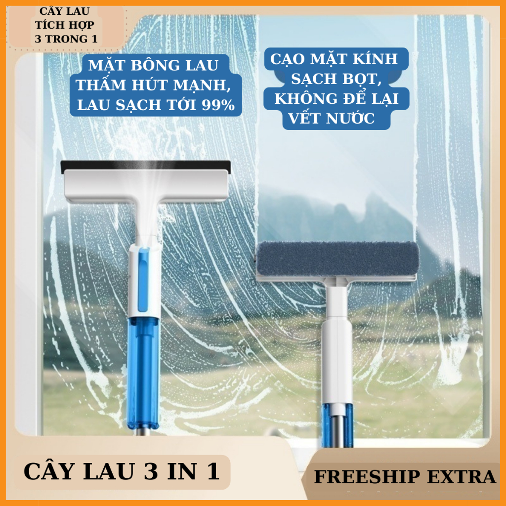 Cây Lau Kính 3 in 1 Thành Chung giúp việc lau dọn trở nên dễ dàng