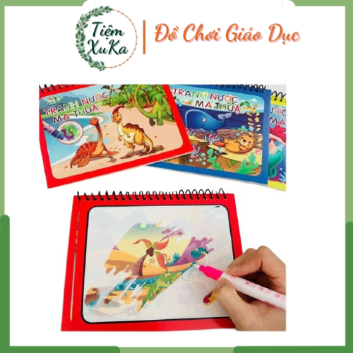 Tranh Tô Màu Nước Ma Thuật Tự Xóa, Tập Tô Thần Kỳ Cho Bé (Tặng 1 Bút Tô Màu}