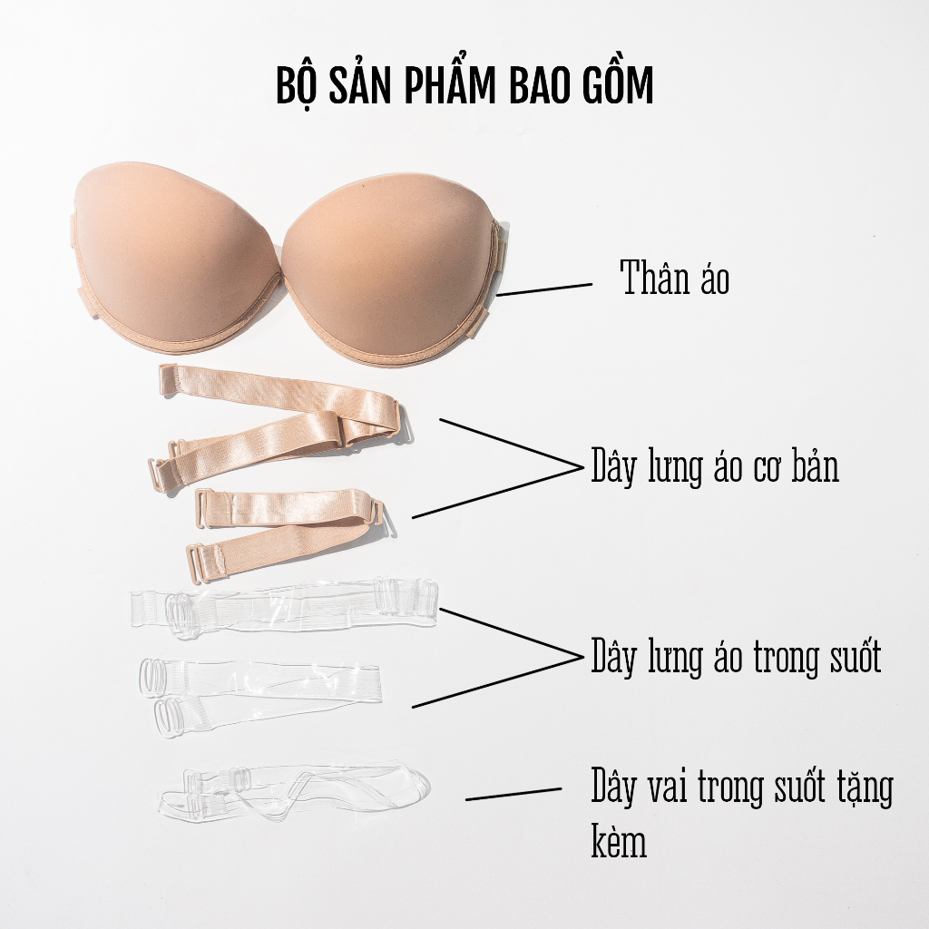 Áo Ngực Chống Tuột Có Gọng Nâng Ngực Gợi Cảm Cài Sau Tặng Kèm Dây Trong Eva Bra 755