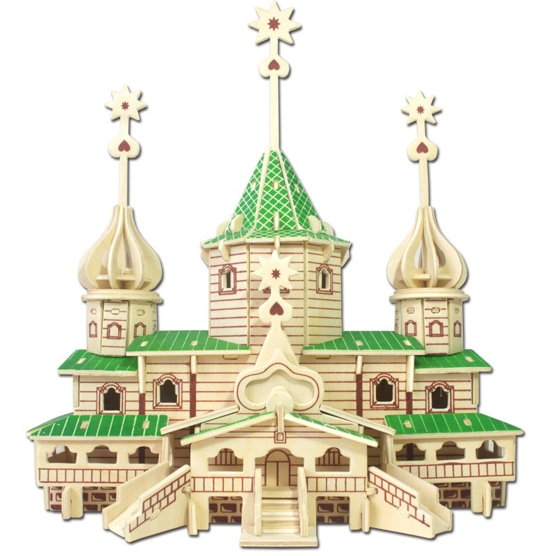 Đồ chơi Lắp ráp 3D gỗ - Mô Hình Lego kiến trúc Nhà Thờ - cắt laser