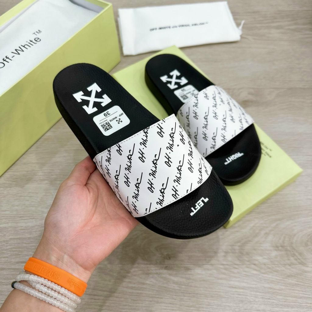 Dép Quai Ngang Off White Nam In Họa Tiết Cực Đẹp - Dép Quai Nam CHỮ KÝ In Nhiệt Cao Cấp