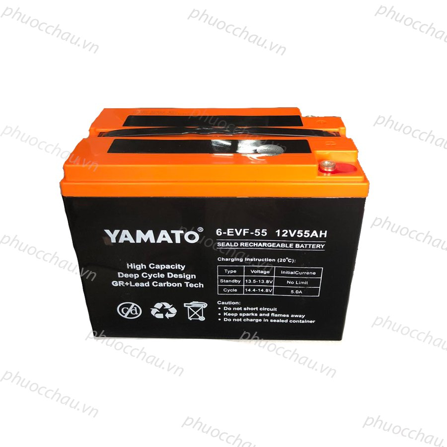 Ắc Quy Xe Máy Điện YAMATO 6-EVF-55 12V-55AH, acquy dùng cho Xe Điện, Năng Lượng Mặt Trời, Nguồn Dự Phòng (UPS, Inverter)