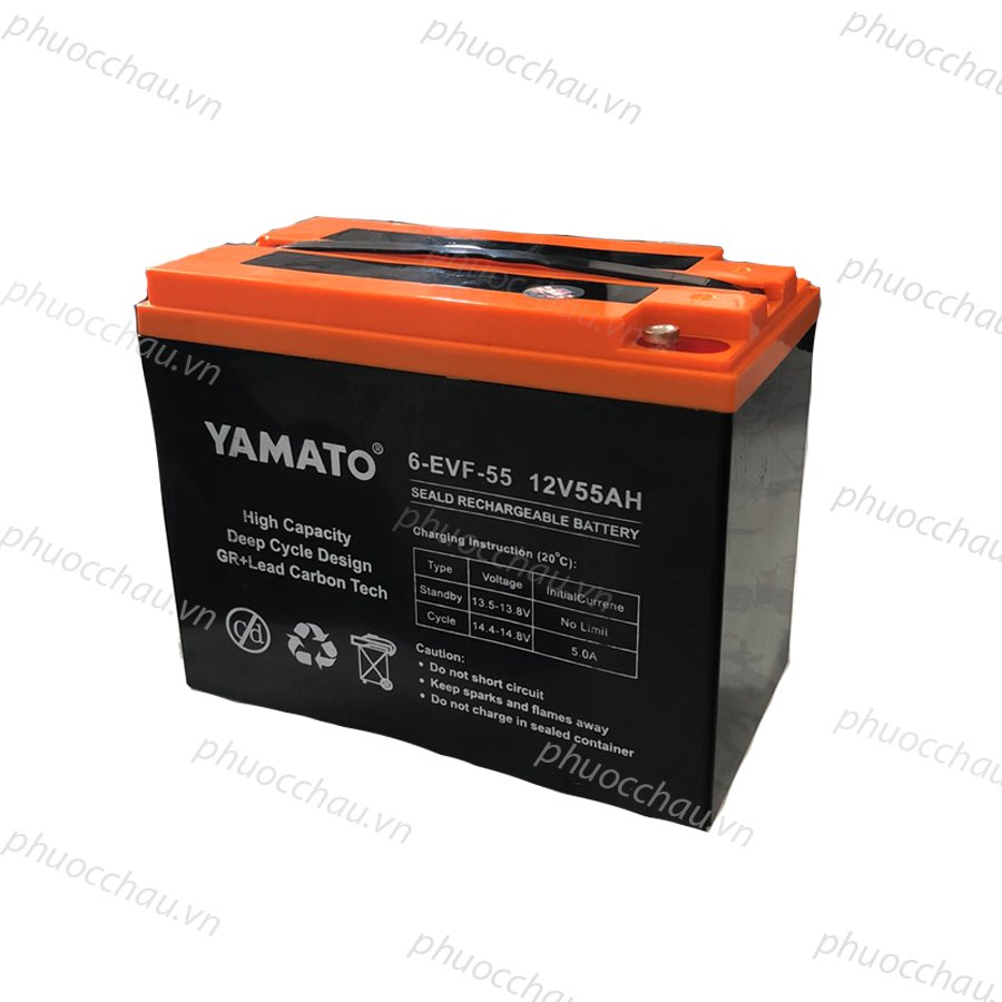 Ắc Quy Xe Máy Điện YAMATO 6-EVF-55 12V-55AH, acquy dùng cho Xe Điện, Năng Lượng Mặt Trời, Nguồn Dự Phòng (UPS, Inverter)