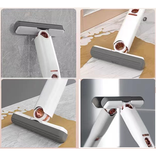 Cây lau nhà mini tự vất thông minh, thiết kế đầu xoay 120 độ có thể gấp gọn , miếng lau bọt biển mềm mại, hút bụi tốt