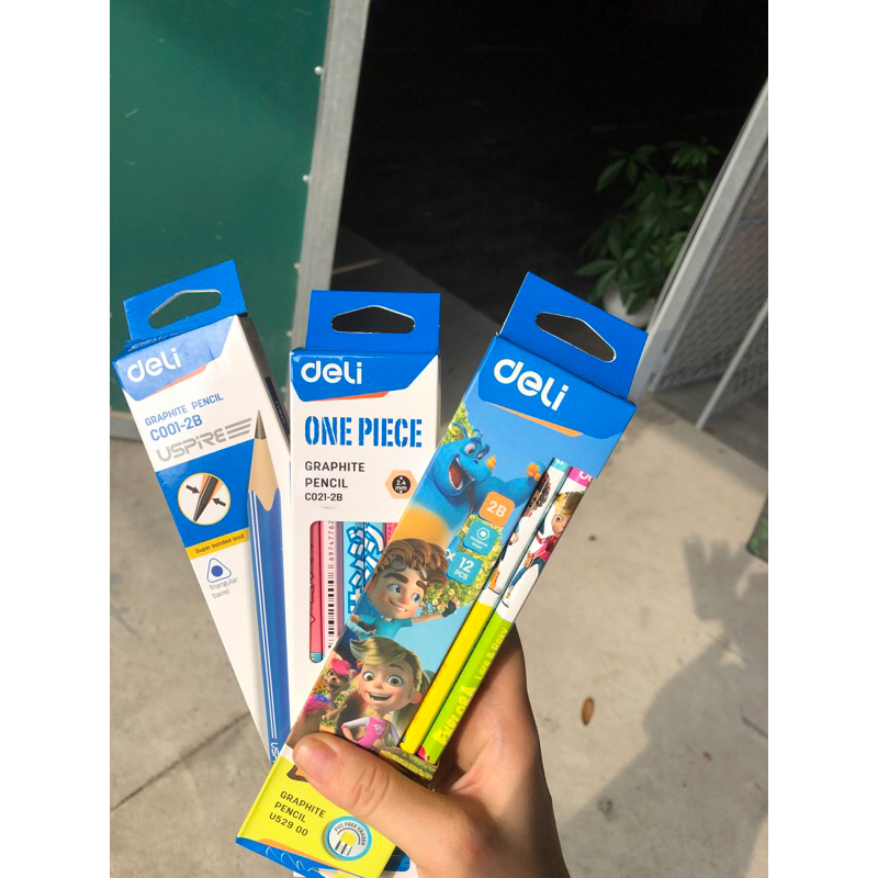 Chì 2B Deli kèm tẩy