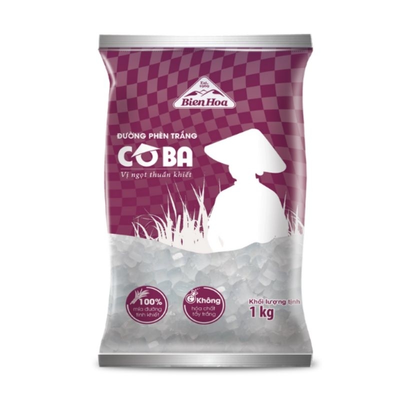 ĐƯỜNG SẠCH CÔ BA /  ĐƯỜNG PHÈN CÔ BA - Túi 1kg