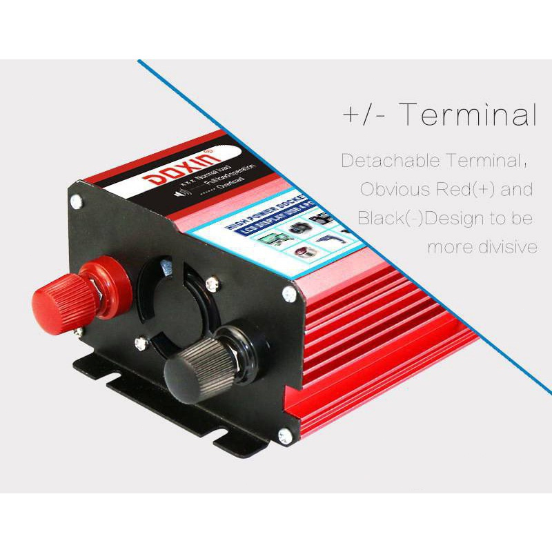 Biến tần nguồn ô tô, Bộ chuyển đổi nguồn di động tiện lợi, Bộ chuyển đổi điện áp DC 24V sang AC 220V, với 4 USB