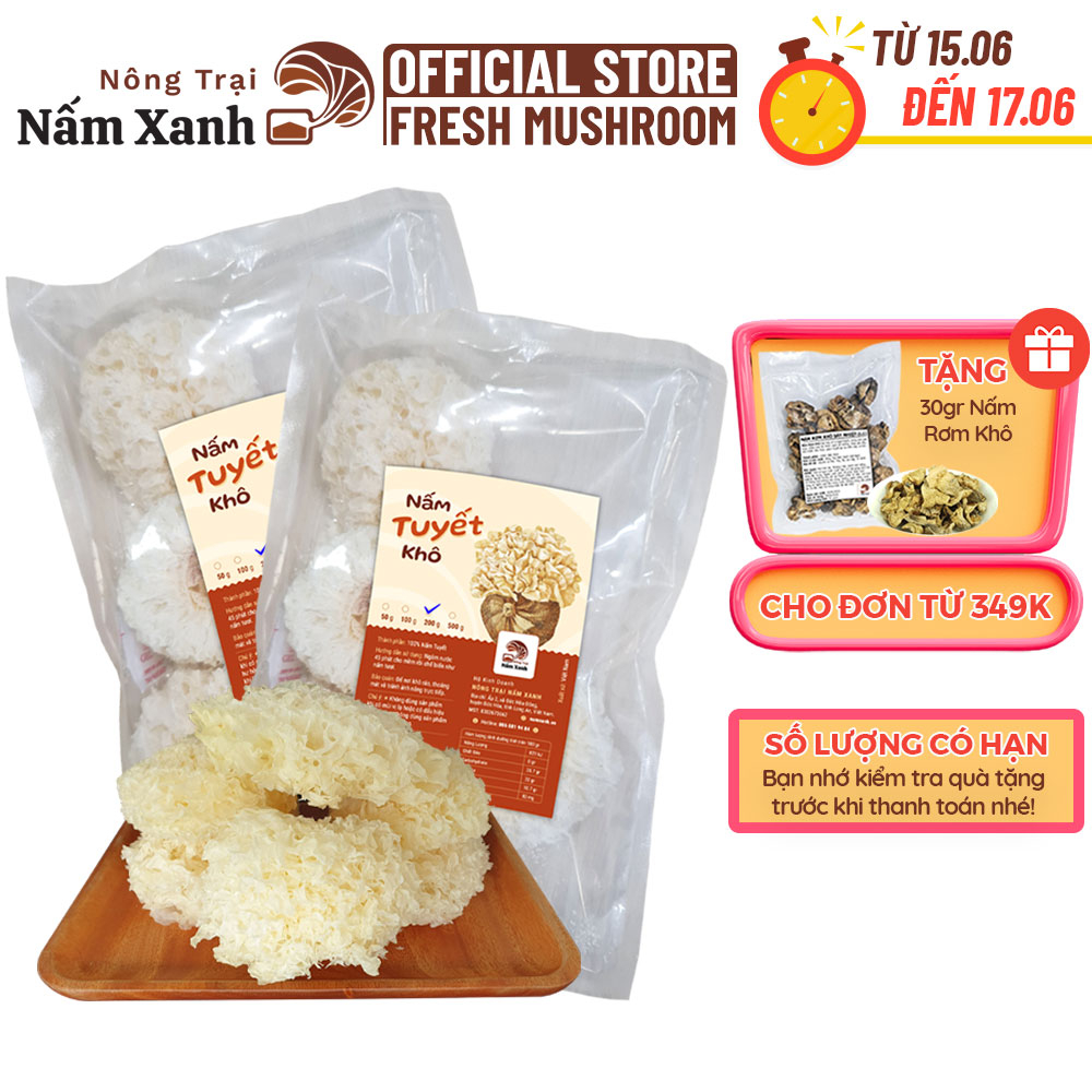 Nấm Tuyết (Ngân Nhĩ) Khô Ngon Giòn Sạch Túi 50gr 100gr 200gr - Nông Trại Nấm Xanh