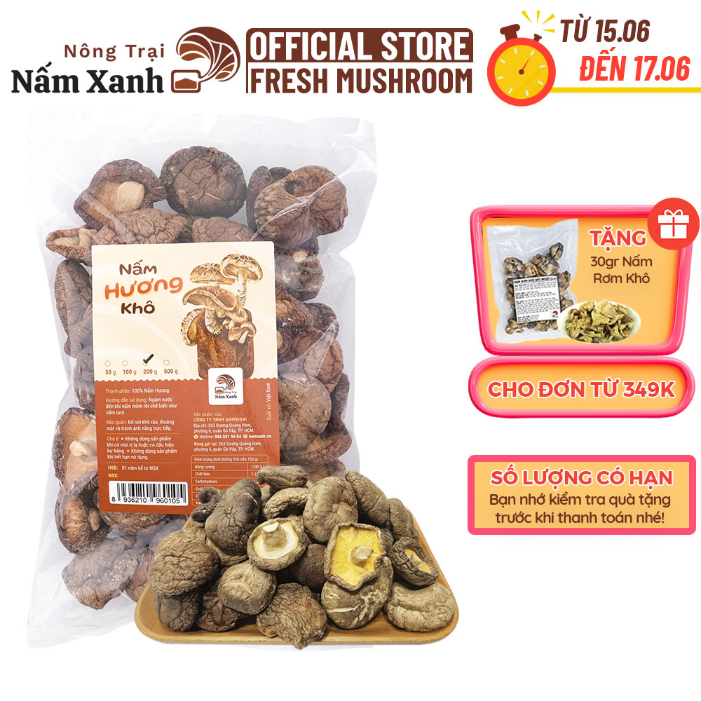 Nấm Hương (Đông Cô) Khô 50gr 100gr 200gr Giòn Ngon Loại 1 - Nông Trại Nấm Xanh