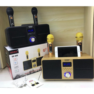 Loa bluetooth sdrd sd 309 mini karaoke. bản cao cấp chất lượng, kèm 2 micro sạc không dây. bảo hành 12 tháng