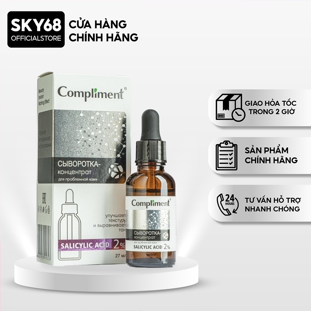 Serum Compliment Salicylic Acid 2% làm sạch sâu, giảm mụn, se lỗ chân lông, kiềm dầu 27ml