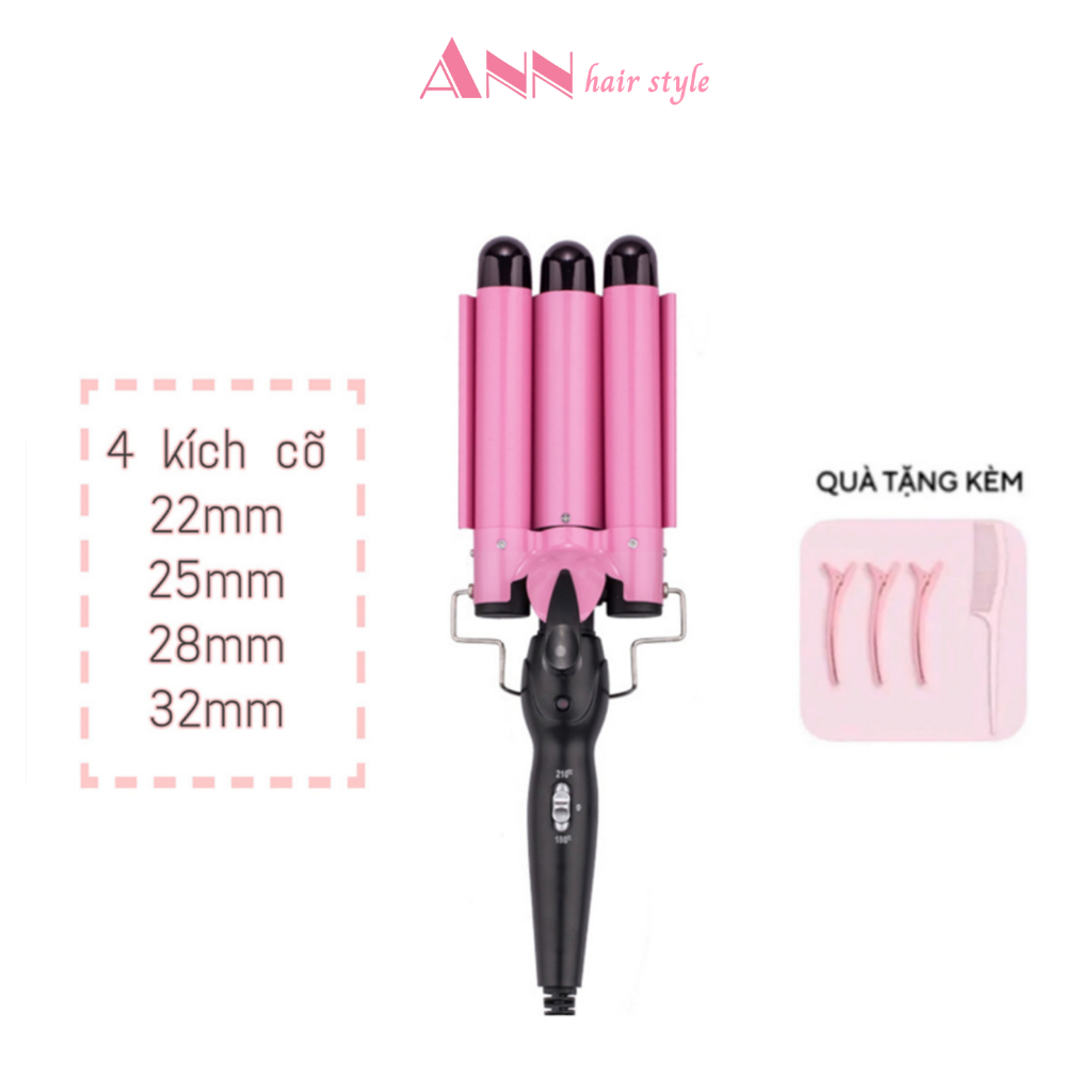 Máy làm tóc xoăn sóng máy uốn tóc 3 trục máy sóng nước máy uốn 3 trục máy uốn 3 lõi cây uống tóc máy uốn tóc gợn sóng