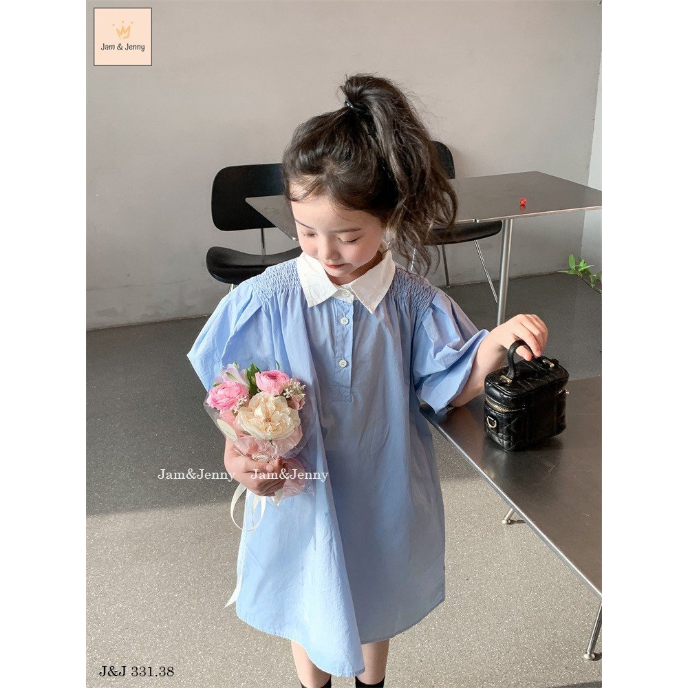 Đầm Jam & Jenny xanh cổ trắng cho bé gái