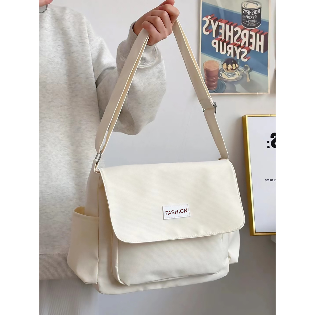 Túi đeo chéo kháng nước chống nước đi học nam nữ canvas unisex có dây kéo đựng sách a4