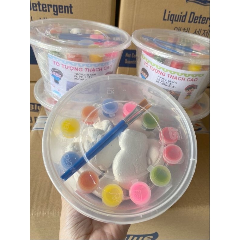 Combo 1 hộp 10 tượng thạch cao tô màu 7-10cm kèm cọ và màu