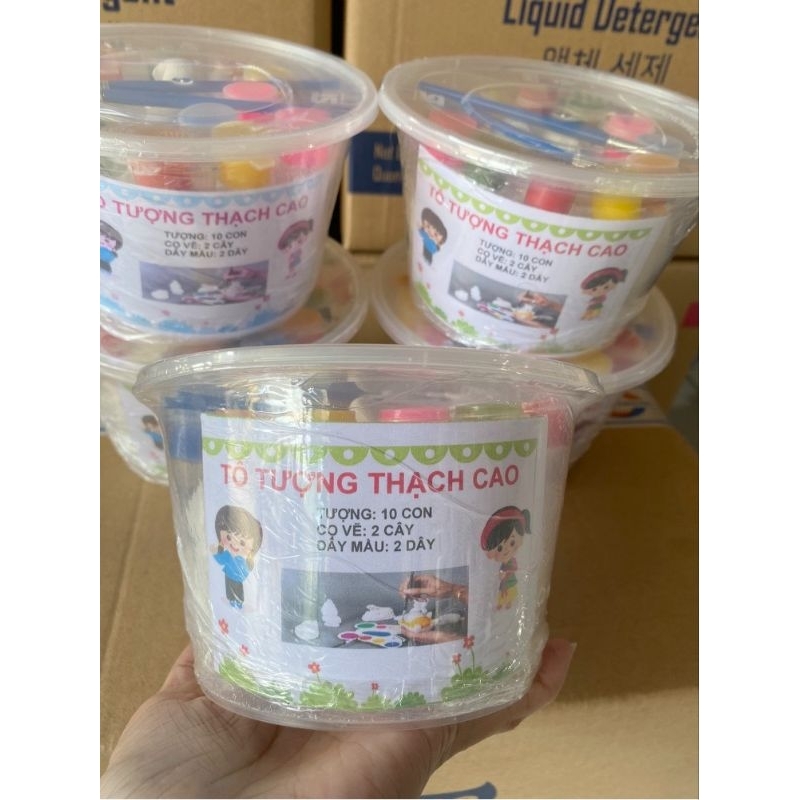 Combo 1 hộp 10 tượng thạch cao tô màu 7-10cm kèm cọ và màu