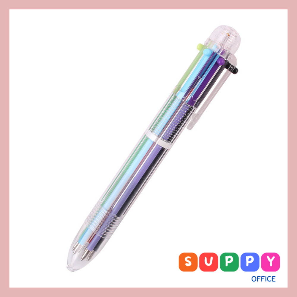 Bút bi 6 ngòi màu Suppy cực dễ thương, bút đánh dấu tiện dụng làm quà tặng